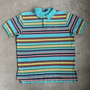 Vintage 90s Striped Polo Ralph Lauren Rugby Button Up Shirt XL